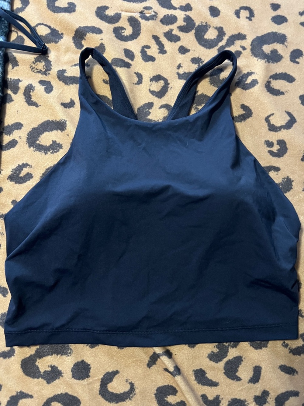 High-Neck Black Tank Top Crop with built in pads and support size M